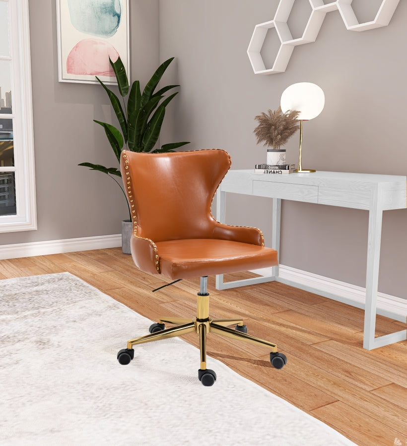 Hendrix Cognac Faux Leather Office Chair from Meridian - Luna Furniture