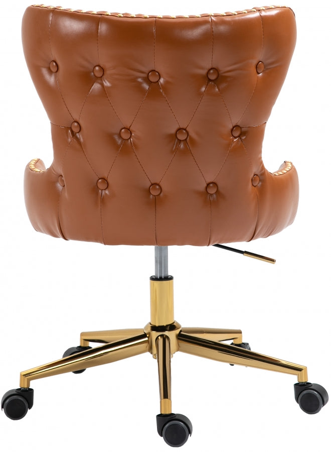 Hendrix Cognac Faux Leather Office Chair from Meridian - Luna Furniture