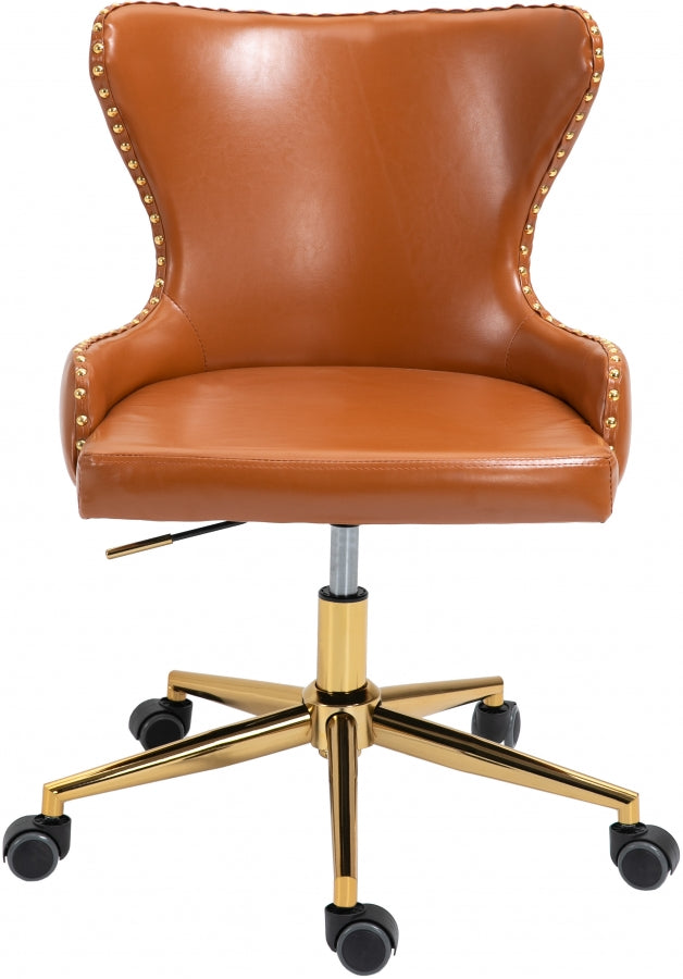 Hendrix Cognac Faux Leather Office Chair from Meridian - Luna Furniture