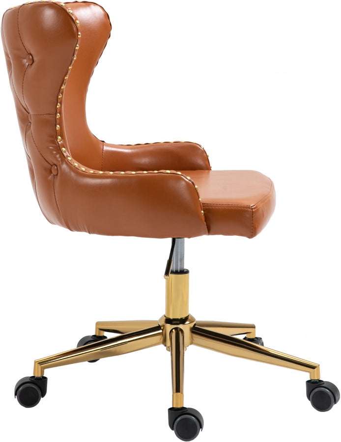 Hendrix Cognac Faux Leather Office Chair from Meridian - Luna Furniture