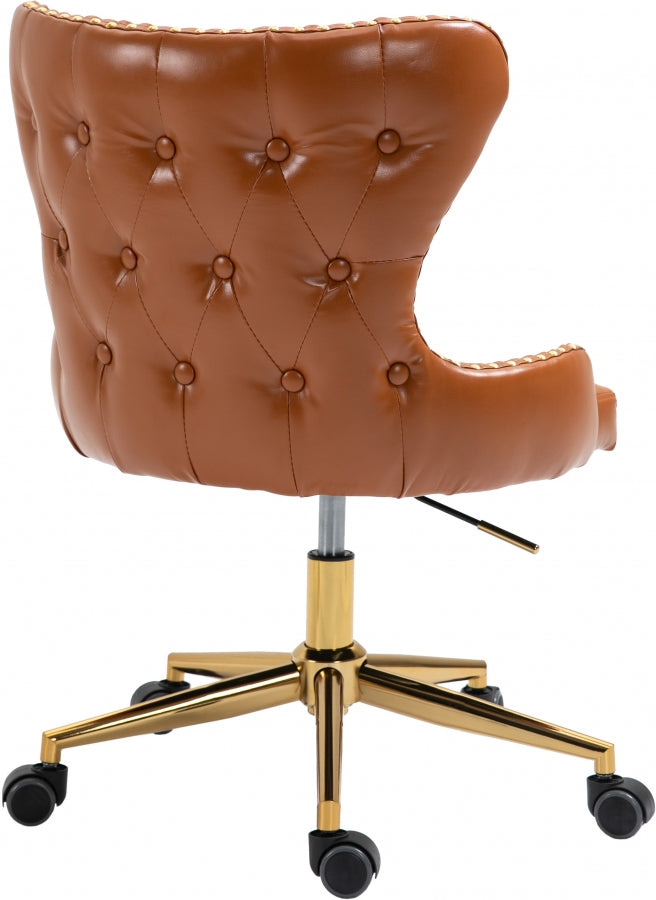 Hendrix Cognac Faux Leather Office Chair from Meridian - Luna Furniture