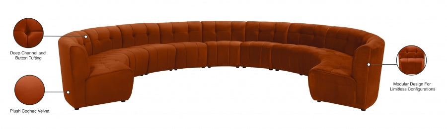 Limitless Cognac Modular Velvet 11-Piece Sectional from Meridian - Luna Furniture