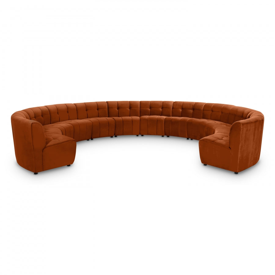 Limitless Cognac Modular Velvet 12-Piece Sectional from Meridian - Luna Furniture