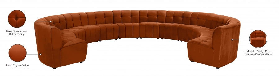 Limitless Cognac Modular Velvet 12-Piece Sectional from Meridian - Luna Furniture