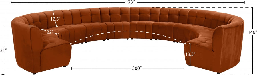 Limitless Cognac Modular Velvet 12-Piece Sectional from Meridian - Luna Furniture