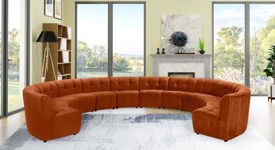 Limitless Cognac Modular Velvet 12-Piece Sectional from Meridian - Luna Furniture