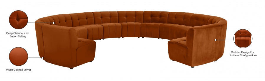 Limitless Cognac Modular Velvet 13-Piece Sectional from Meridian - Luna Furniture