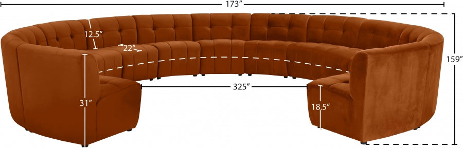 Limitless Cognac Modular Velvet 13-Piece Sectional from Meridian - Luna Furniture