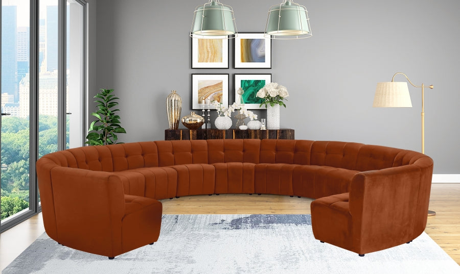 Limitless Cognac Modular Velvet 13-Piece Sectional from Meridian - Luna Furniture