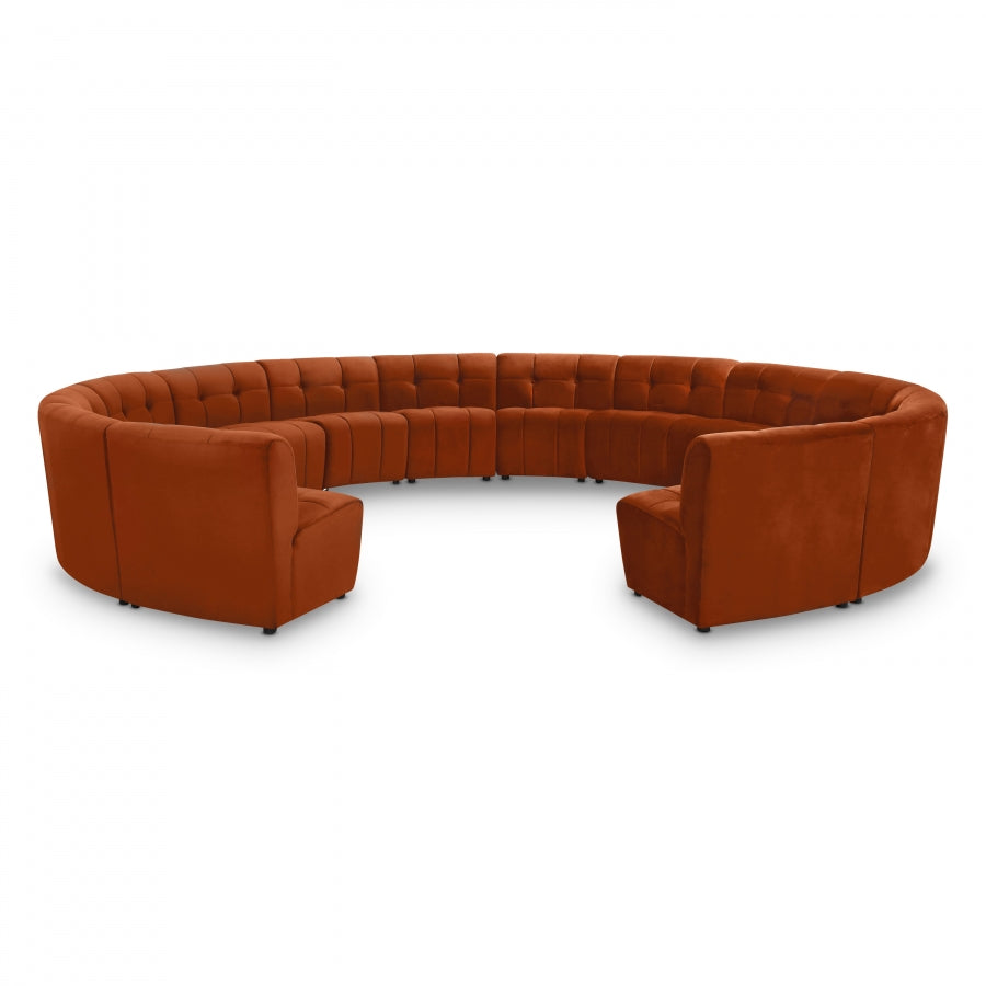 Limitless Cognac Modular Velvet 14-Piece Sectional from Meridian - Luna Furniture