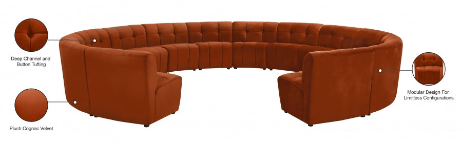 Limitless Cognac Modular Velvet 14-Piece Sectional from Meridian - Luna Furniture