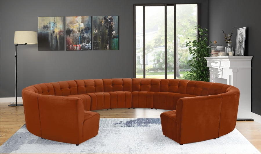 Limitless Cognac Modular Velvet 14-Piece Sectional from Meridian - Luna Furniture