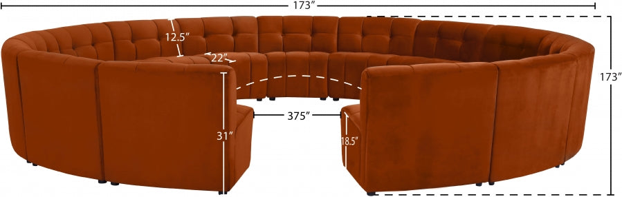 Limitless Cognac Modular Velvet 15-Piece Sectional from Meridian - Luna Furniture