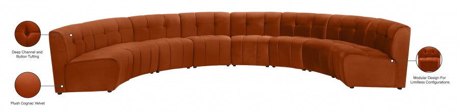 Limitless Cognac Modular Velvet 8-Piece Sectional from Meridian - Luna Furniture