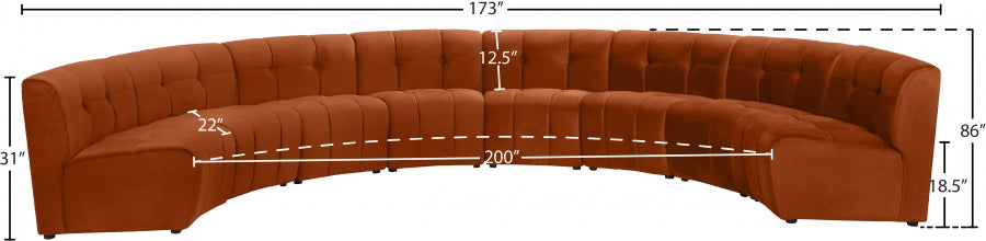 Limitless Cognac Modular Velvet 8-Piece Sectional from Meridian - Luna Furniture