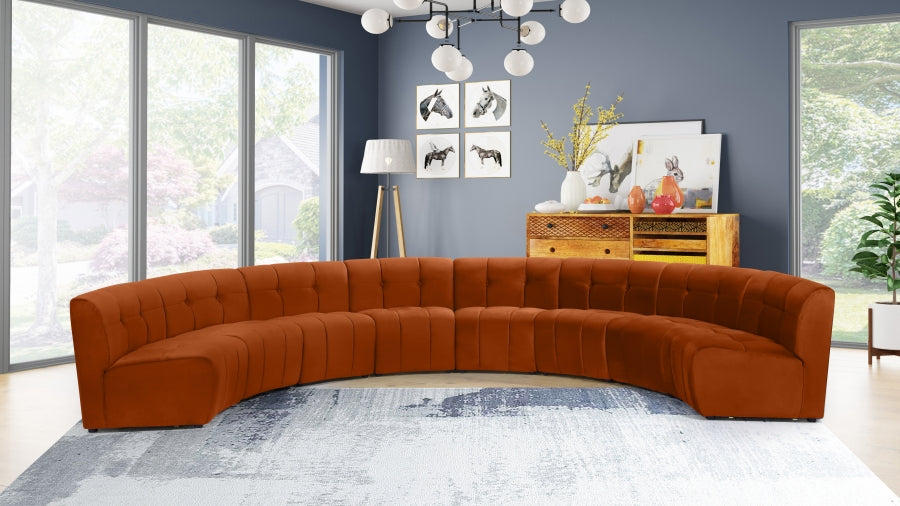 Limitless Cognac Modular Velvet 8-Piece Sectional from Meridian - Luna Furniture