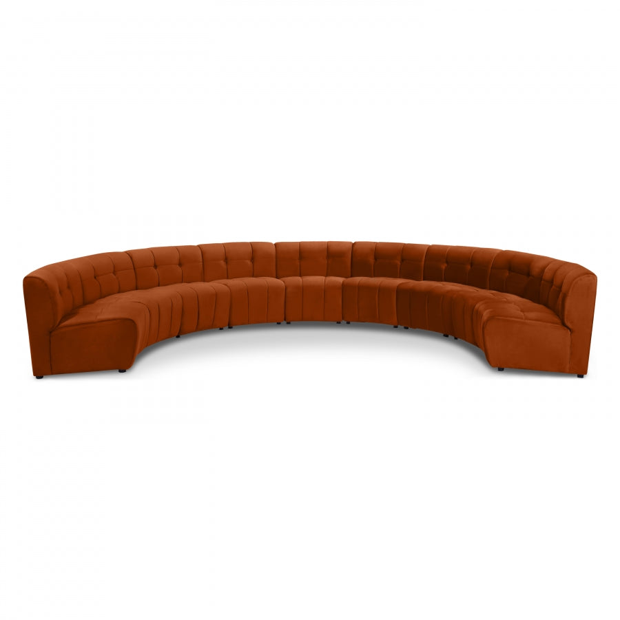 Limitless Cognac Modular Velvet 9-Piece Sectional from Meridian - Luna Furniture