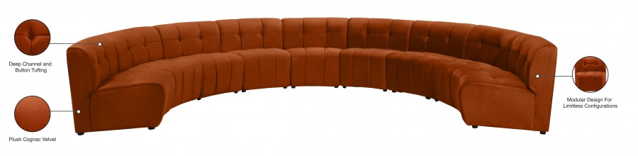 Limitless Cognac Modular Velvet 9-Piece Sectional from Meridian - Luna Furniture