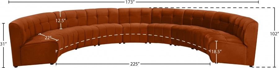 Limitless Cognac Modular Velvet 9-Piece Sectional from Meridian - Luna Furniture