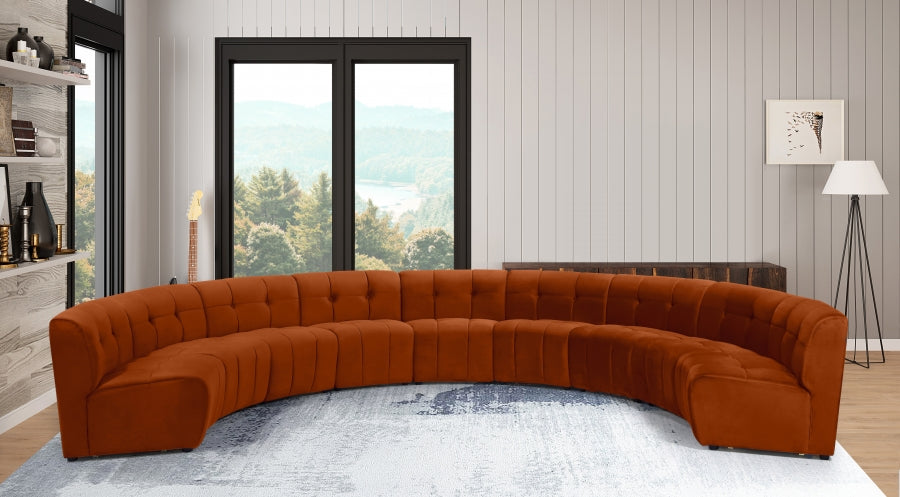 Limitless Cognac Modular Velvet 9-Piece Sectional from Meridian - Luna Furniture