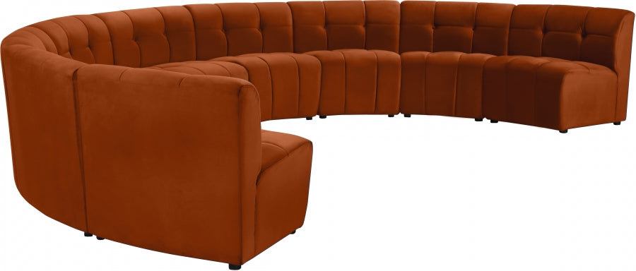 Limitless Cognac Modular Velvet 9-Piece Sectional from Meridian - Luna Furniture