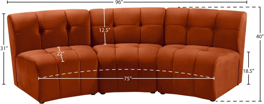 Limitless Cognac Modular Velvet Sofa from Meridian - Luna Furniture