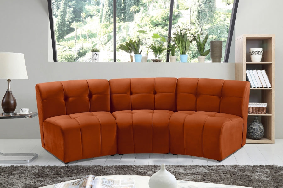 Limitless Cognac Modular Velvet Sofa from Meridian - Luna Furniture