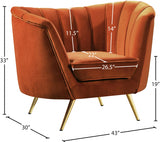 Margo Cognac Velvet Chair from Meridian - Luna Furniture