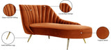 Margo Cognac Velvet Chaise Lounge from Meridian - Luna Furniture