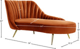 Margo Cognac Velvet Chaise Lounge from Meridian - Luna Furniture