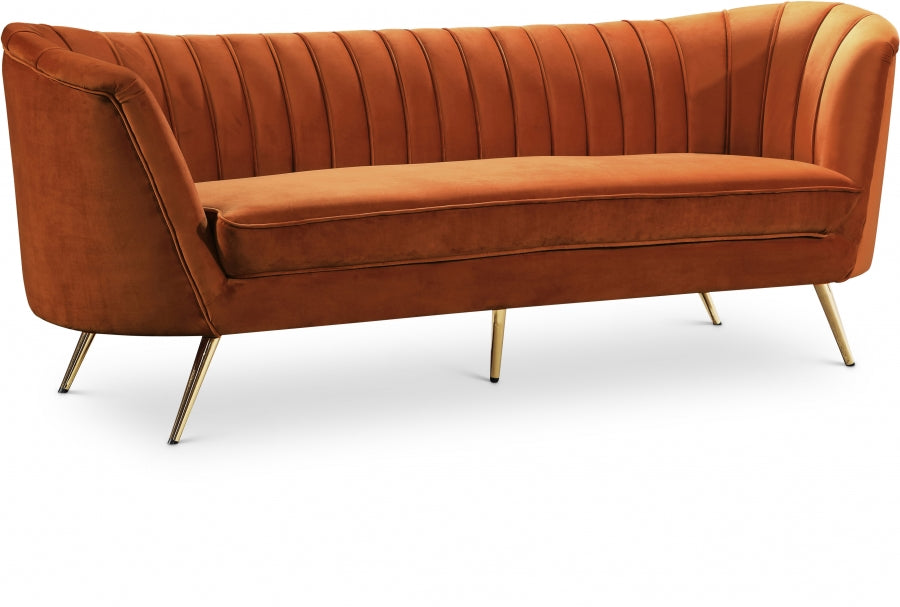 Margo Cognac Velvet Sofa from Meridian - Luna Furniture