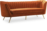 Margo Cognac Velvet Sofa from Meridian - Luna Furniture