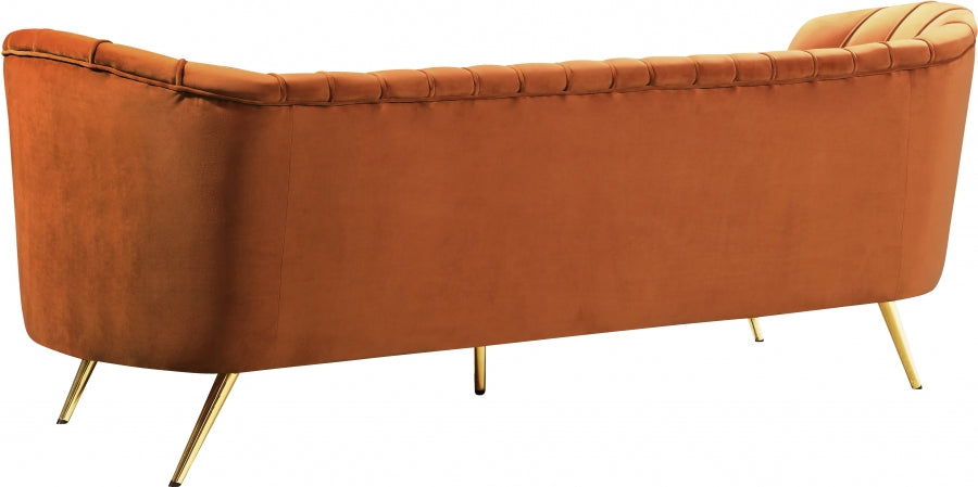 Margo Cognac Velvet Sofa from Meridian - Luna Furniture