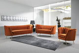 Margo Cognac Velvet Sofa from Meridian - Luna Furniture