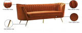 Margo Cognac Velvet Sofa from Meridian - Luna Furniture