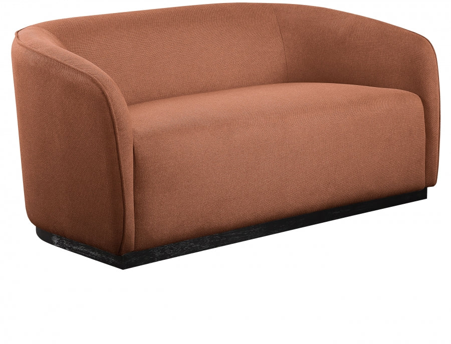 Cognac Mylah Polyester Fabric Loveseat from Meridian - Luna Furniture