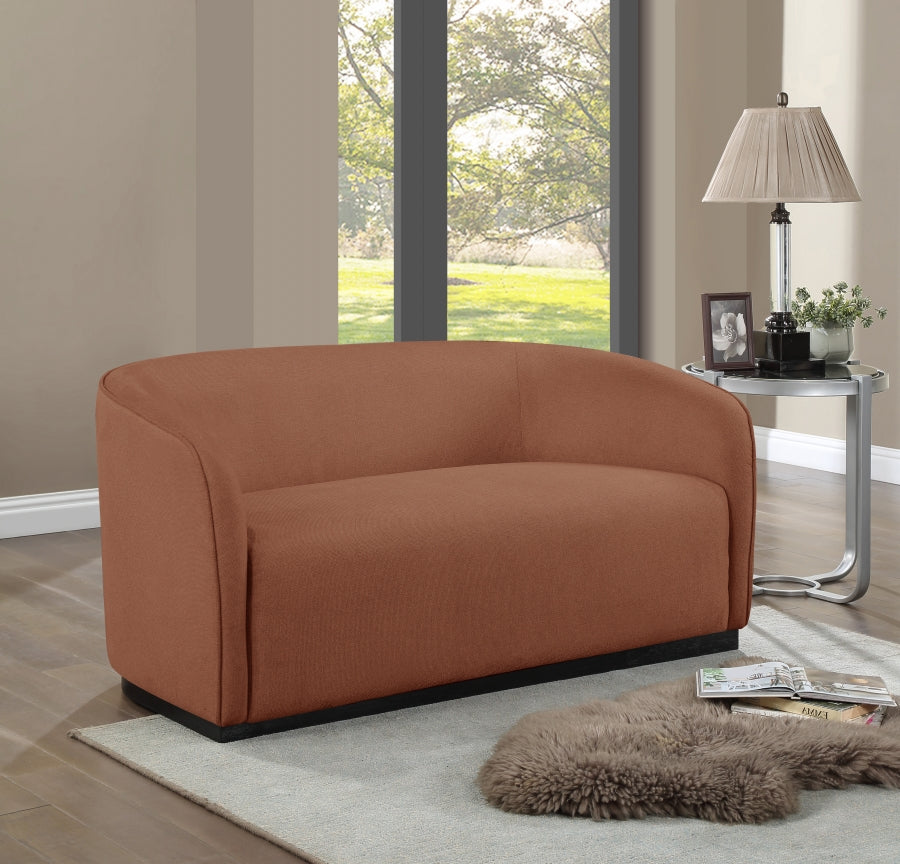 Cognac Mylah Polyester Fabric Loveseat from Meridian - Luna Furniture