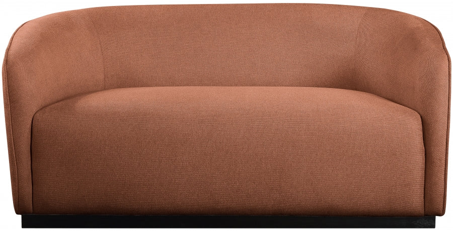 Cognac Mylah Polyester Fabric Loveseat from Meridian - Luna Furniture