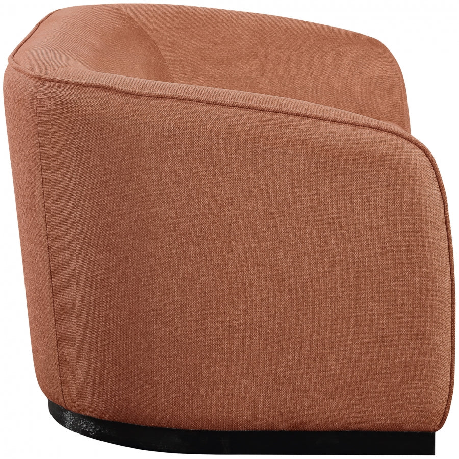 Cognac Mylah Polyester Fabric Loveseat from Meridian - Luna Furniture