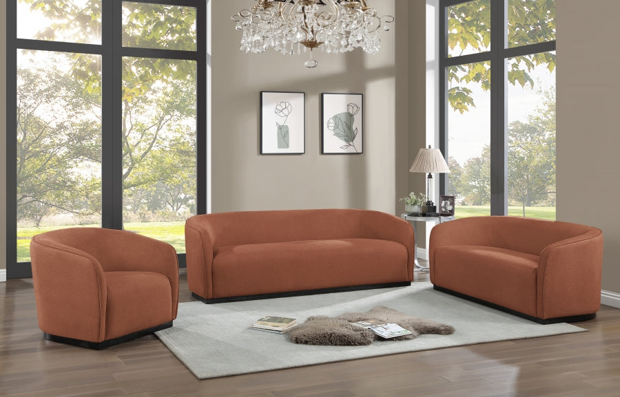 Cognac Mylah Polyester Fabric Loveseat from Meridian - Luna Furniture