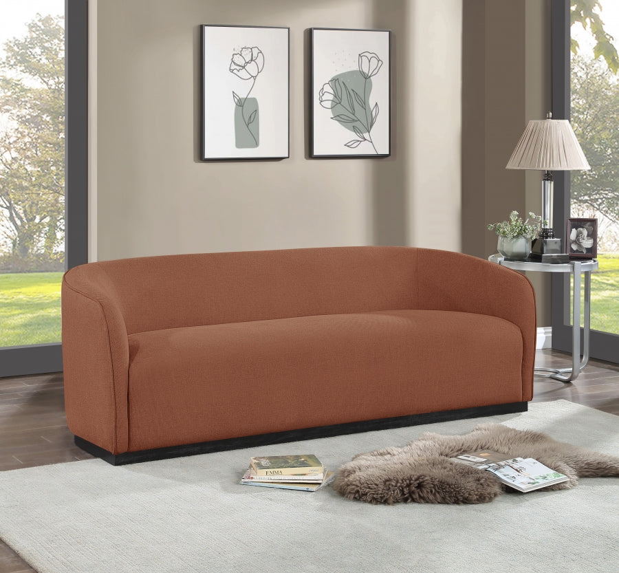 Cognac Mylah Polyester Fabric Sofa from Meridian - Luna Furniture