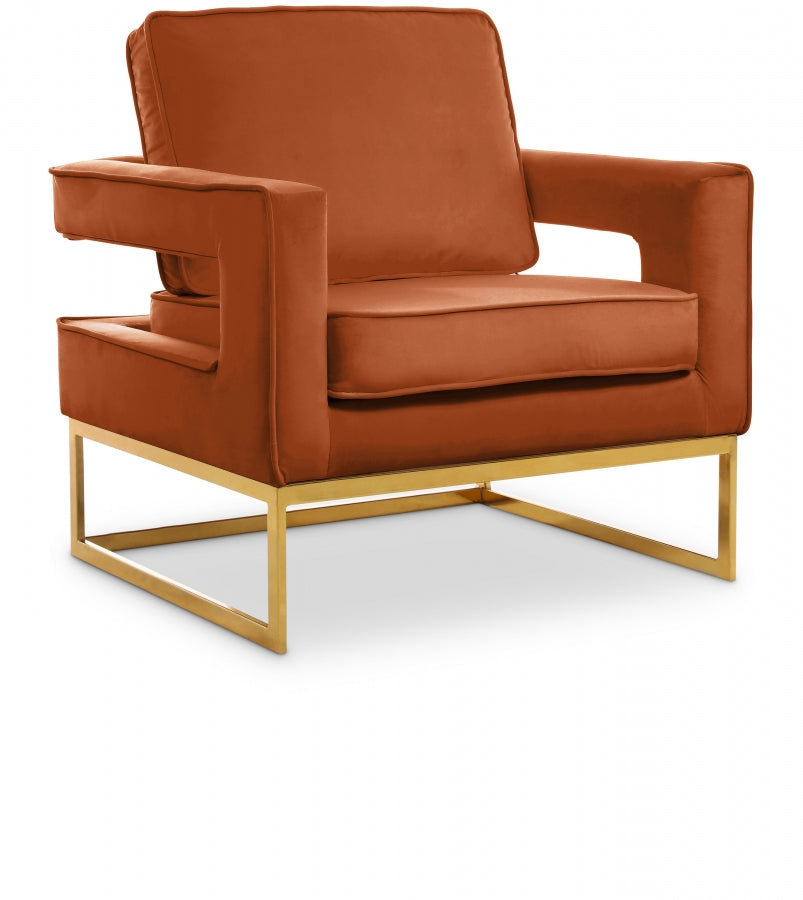 Cognac Noah Velvet Accent Chair - 511Cognac - Luna Furniture