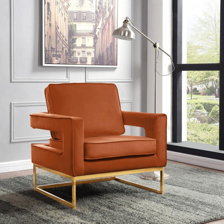 Cognac Noah Velvet Accent Chair - 511Cognac - Luna Furniture