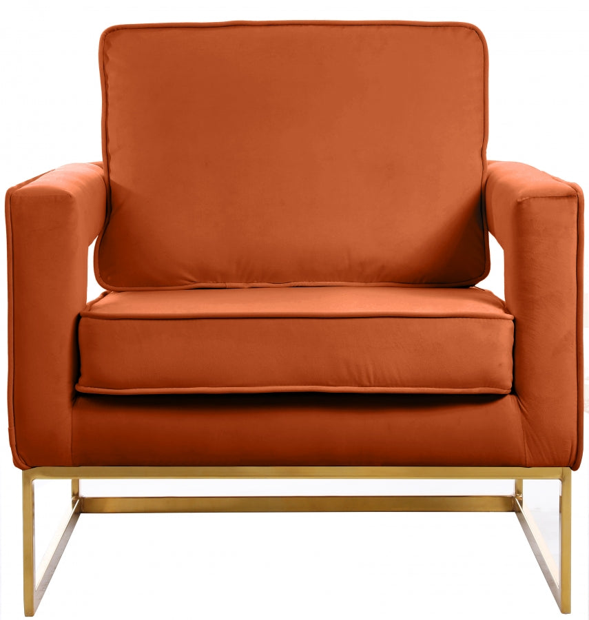 Cognac Noah Velvet Accent Chair - 511Cognac - Luna Furniture