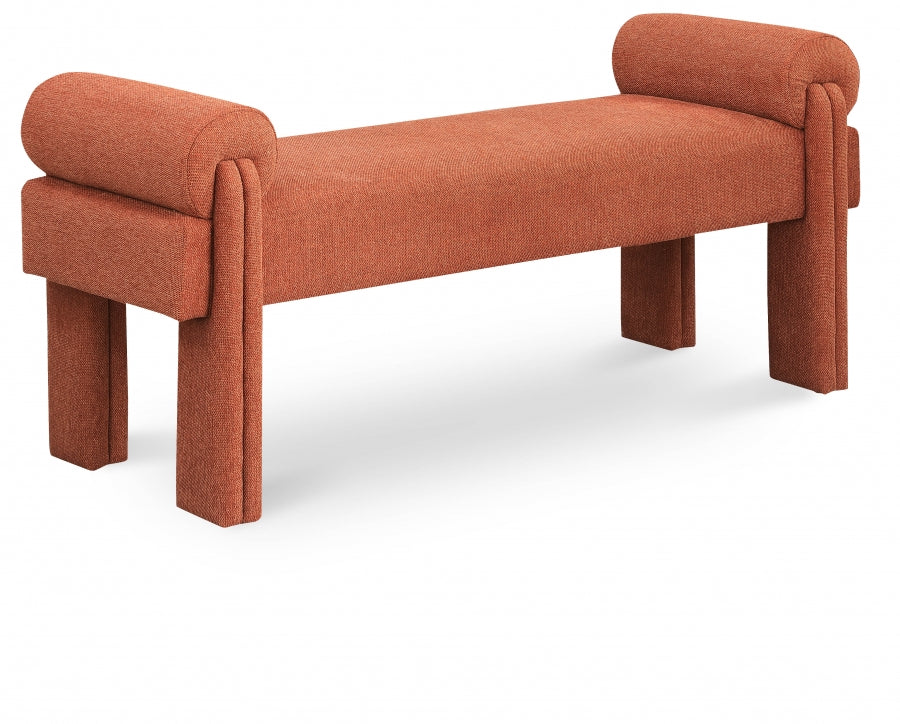 Cognac Stefano Polyester Fabric Bench from Meridian - Luna Furniture