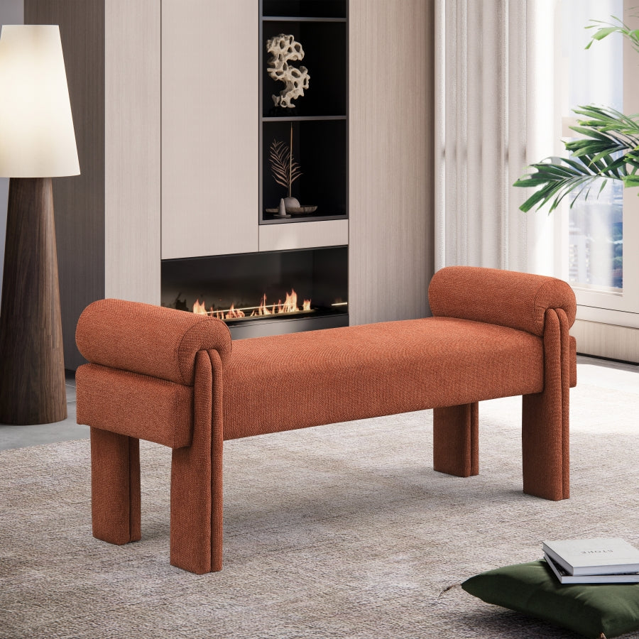 Cognac Stefano Polyester Fabric Bench from Meridian - Luna Furniture