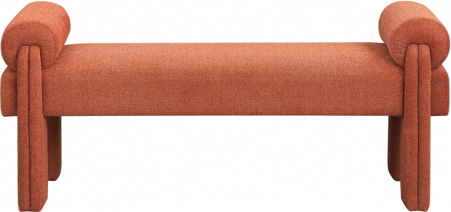 Cognac Stefano Polyester Fabric Bench from Meridian - Luna Furniture