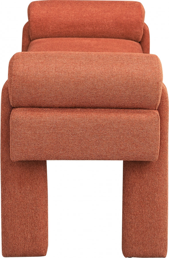 Cognac Stefano Polyester Fabric Bench from Meridian - Luna Furniture