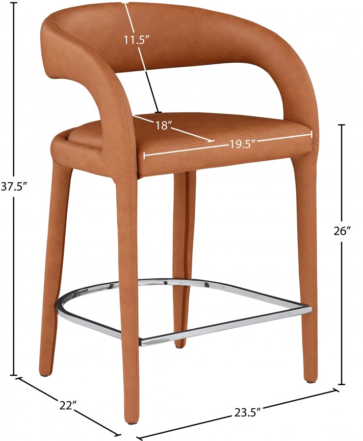 Sylvester Cognac Faux Leather Counter Stool from Meridian - Luna Furniture