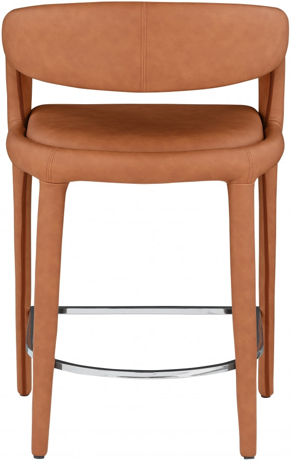 Sylvester Cognac Faux Leather Counter Stool from Meridian - Luna Furniture